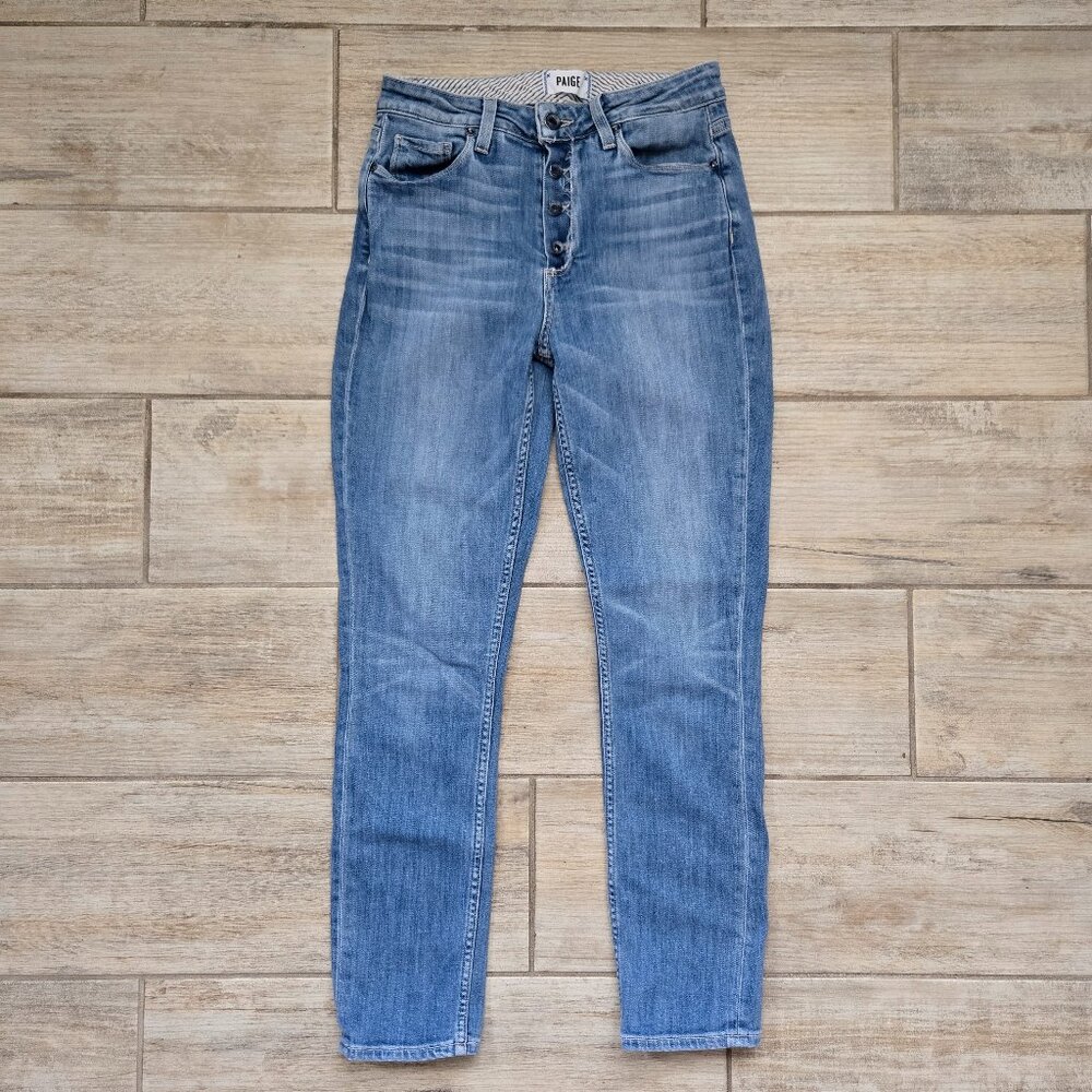 Paige Carter Slim Exposed Button Fly Jeans Women's‎ Distressed Accent Grunge 25